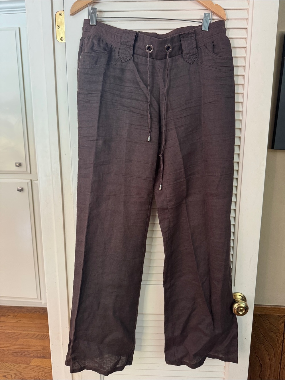 Nikibiki Brown Drawstring Casual linen pants